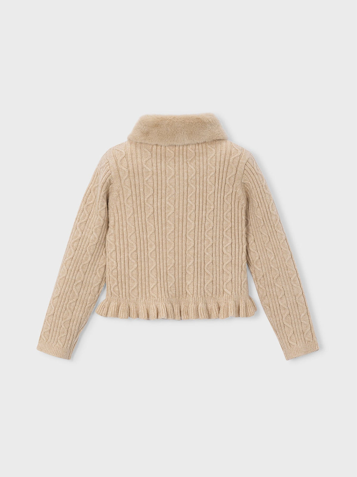 Kids' Faux Fur Collar Cardigan
