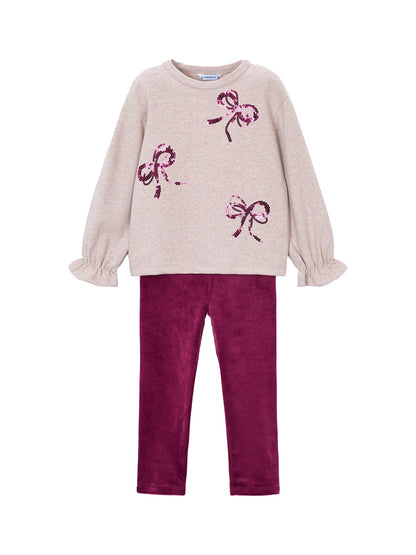 Bows Leggings Set - Raspberry