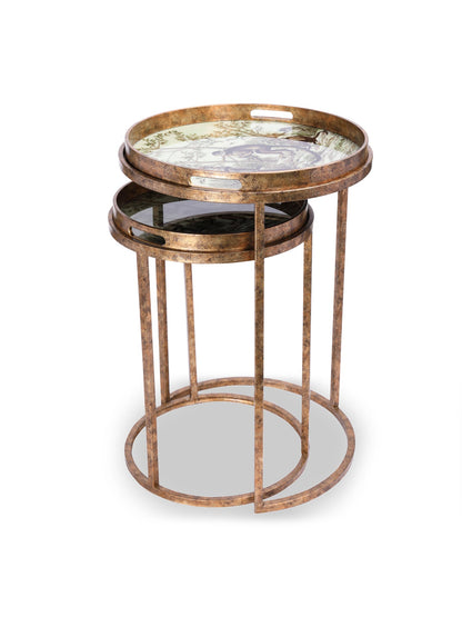 Monkey Jungle Set Of 2 Side Tray Tables Gold