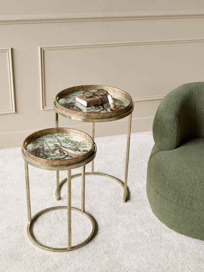 Monkey Jungle Set Of 2 Side Tray Tables Gold