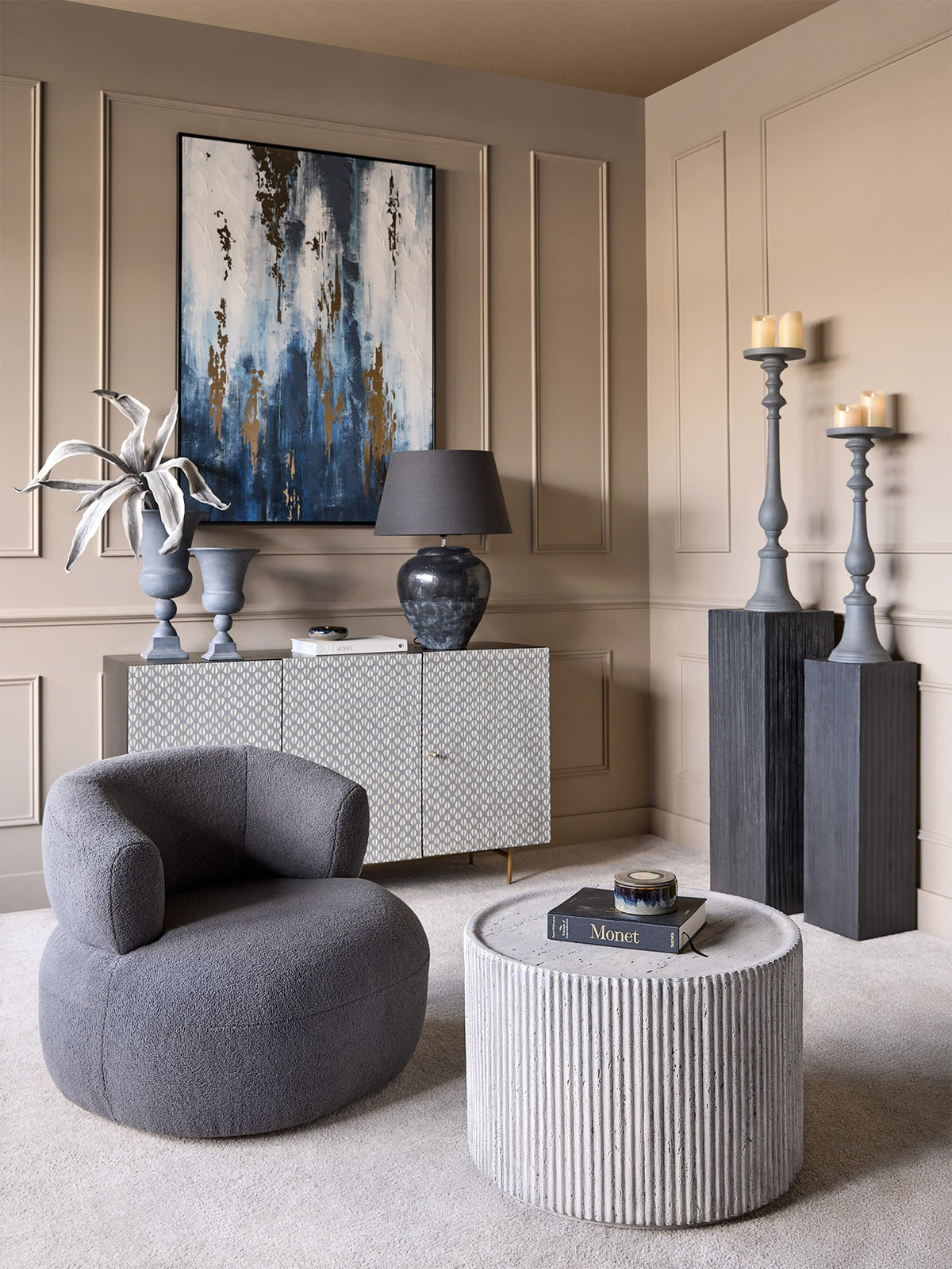 Sienna Wooden Plinth Nested Set Of Two Black