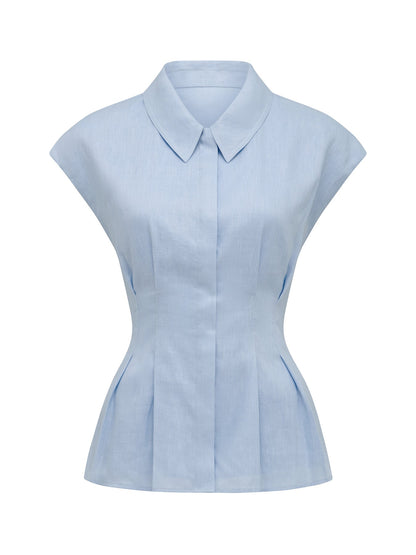 Carina Pleated Shirt Blue