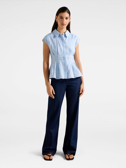 Carina Pleated Shirt Blue