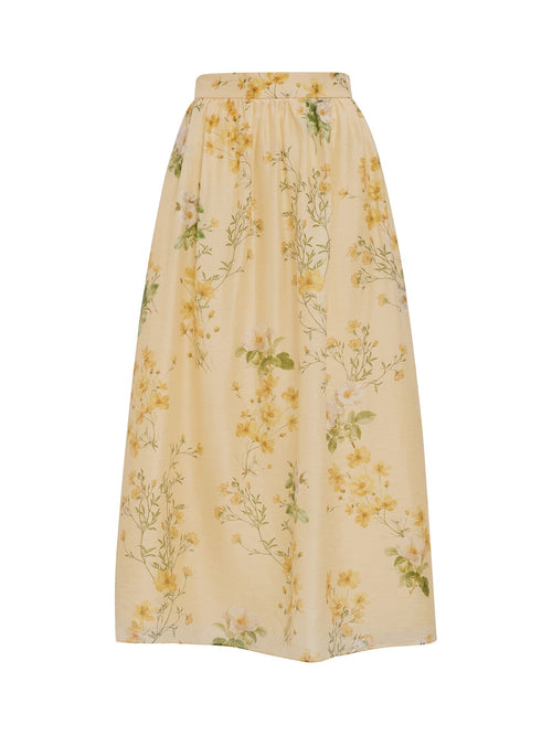 Palmer Pleated Skirt Printed Yellow