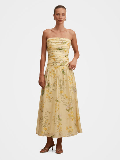 Palmer Pleated Skirt Printed Yellow