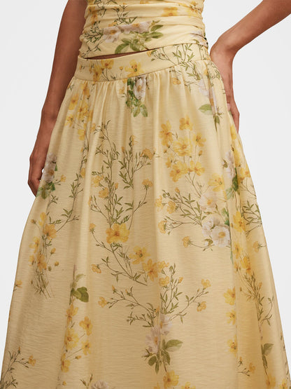 Palmer Pleated Skirt Printed Yellow