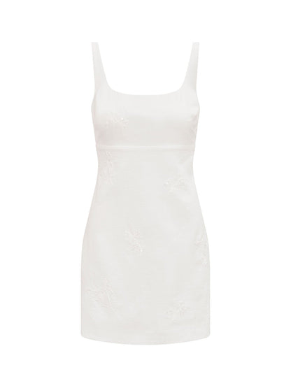 Evangeline Embellished Mini Dress White