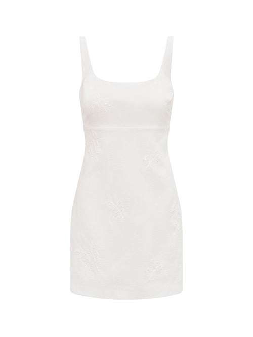 Evangeline Embellished Mini Dress White