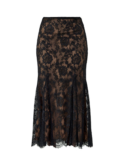 Lace Midi Skirt Black