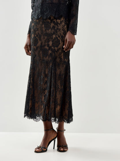 Lace Midi Skirt Black