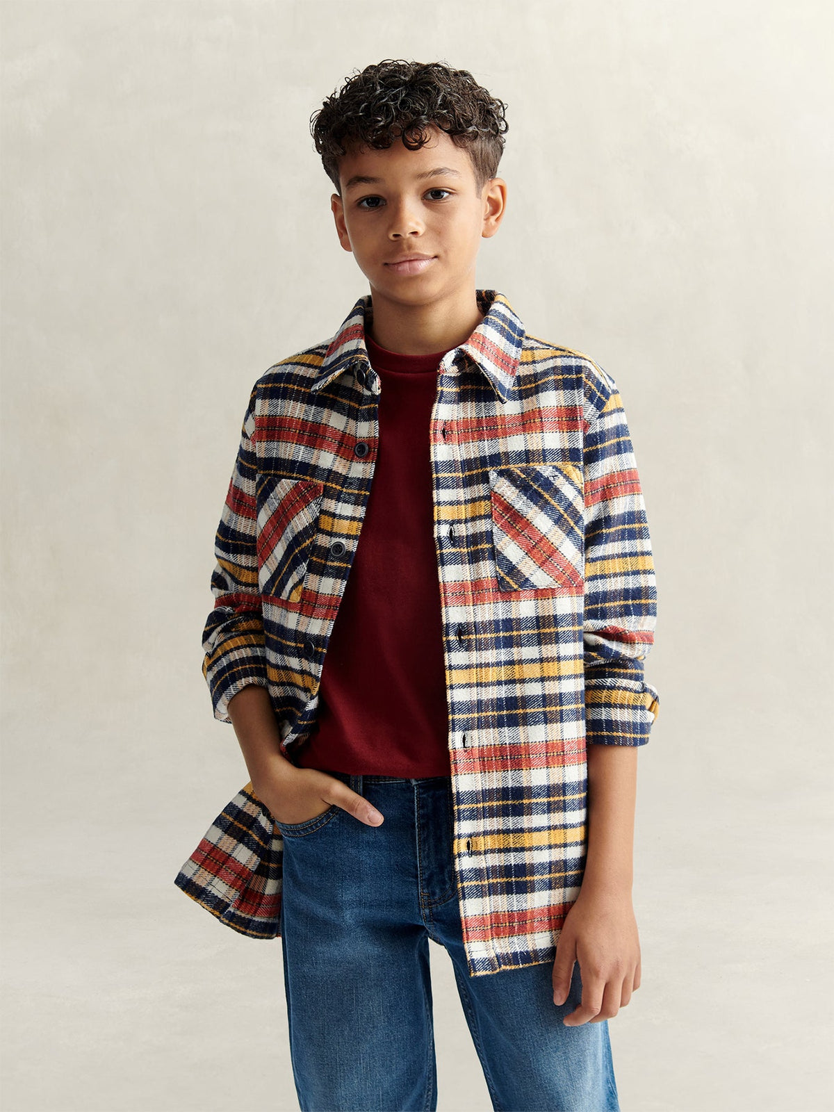 Block Check Cotton Overshirt