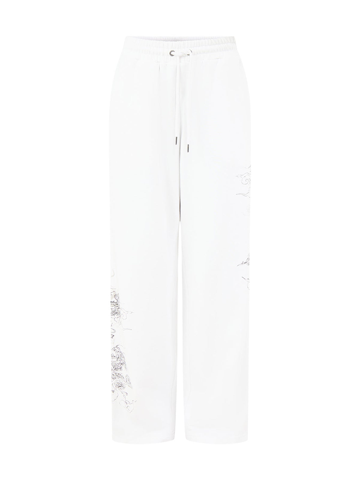 Cotton Gothic Dragon Relaxed Joggers - White