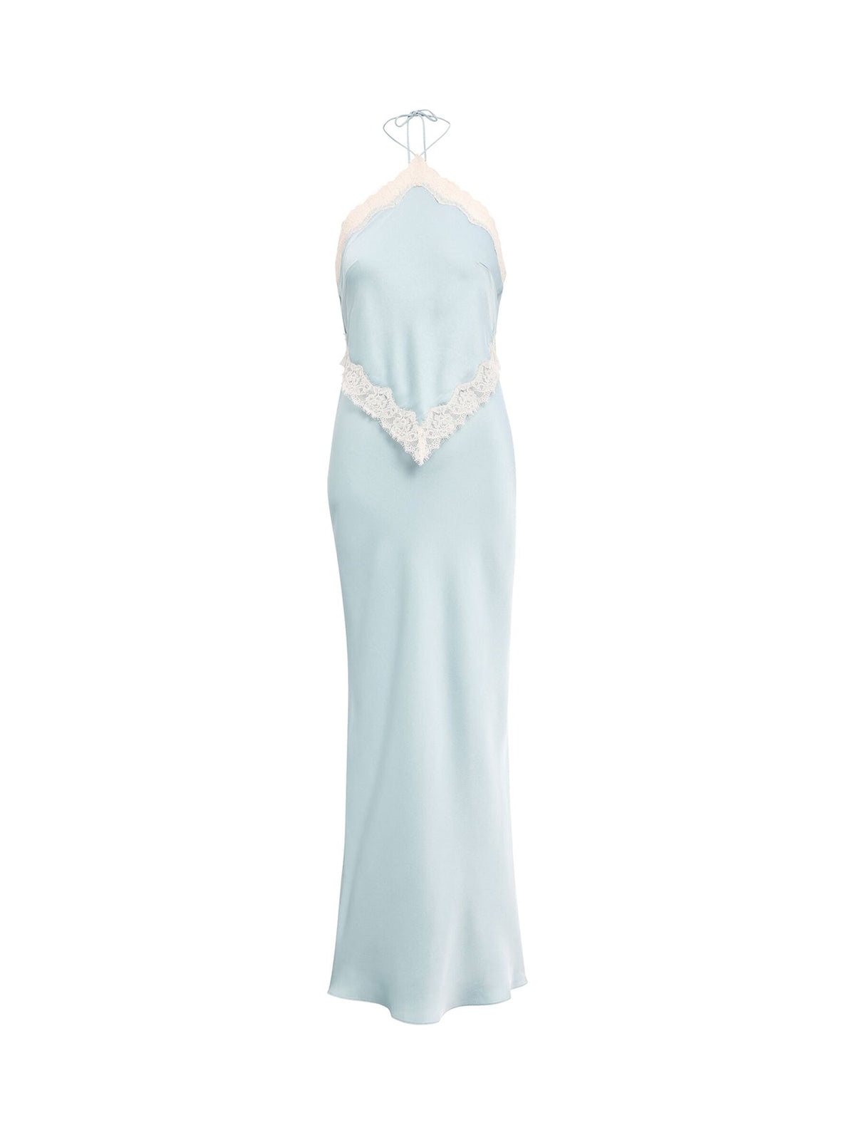 Kelli Lace Strappy Satin Maxi Dress Blue