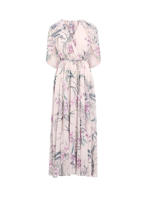 Jodie Gathered Cape Maxi Dress Floral