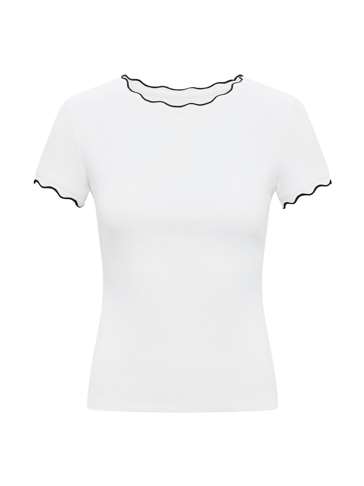 Rebecca Scallop Trim T-Shirt White