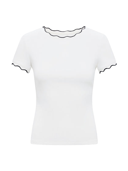 Rebecca Scallop Trim T-Shirt White