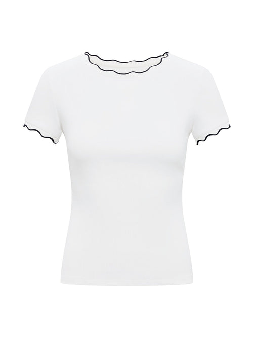 Rebecca Scallop Trim T-Shirt White