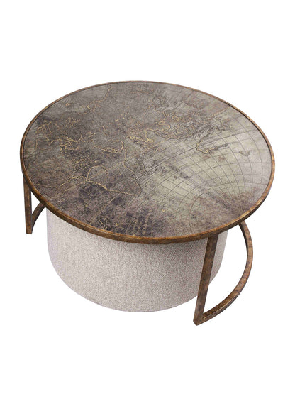 Atlas Coffee Table with Knotted Pouffe
