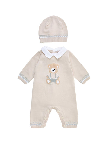 Milo Teddy Knitted All-In-One & Hat Set