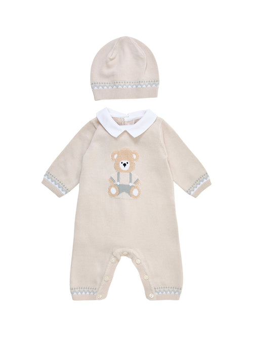 Milo Teddy Knitted All-In-One & Hat Set