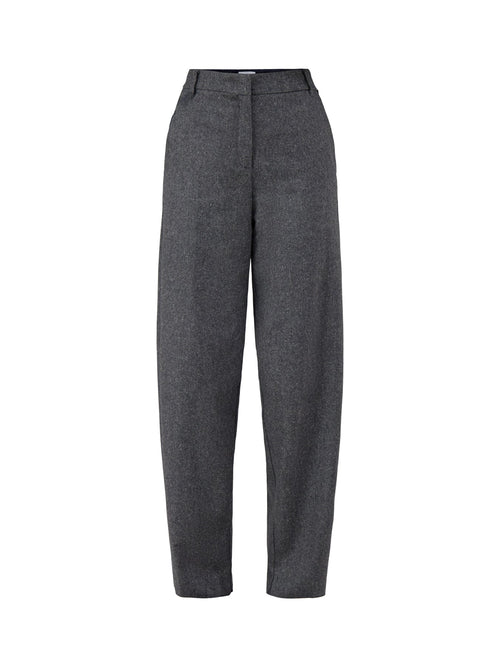 Virgin Wool & Silk Blend Poggio Tailored Trousers - Grey Tweed