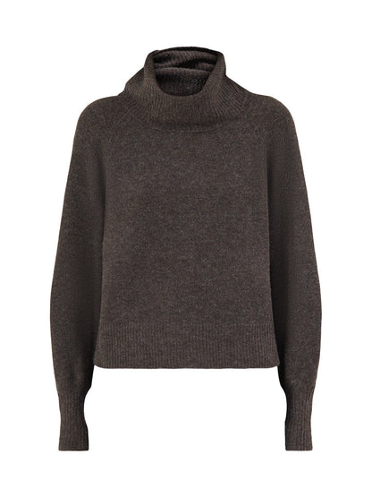 Wool Blend Olivia Roll Neck Jumper - Mole Melange