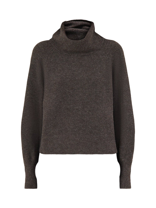 Wool Blend Olivia Roll Neck Jumper - Mole Melange