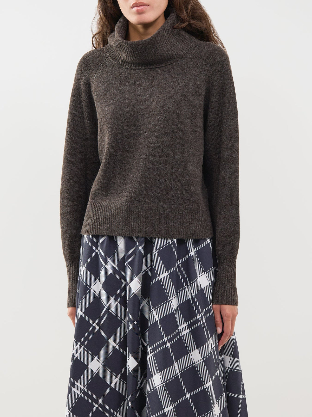 Wool Blend Olivia Roll Neck Jumper - Mole Melange