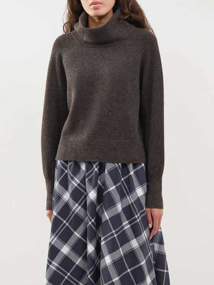 Wool Blend Olivia Roll Neck Jumper - Mole Melange