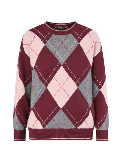 Wool Blend Oversized Argyle Jumper - Multi