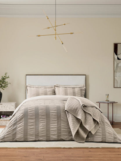 Woven Waffle Stripe King Duvet Cover Set Linen