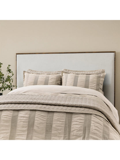 Woven Waffle Stripe King Duvet Cover Set Linen