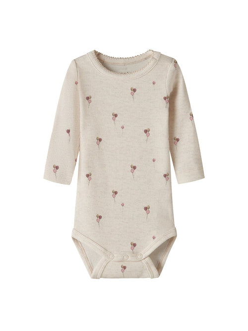 Baby Organic Cotton Blend Nabila Long-Sleeved Bodysuit - Peyote Melange
