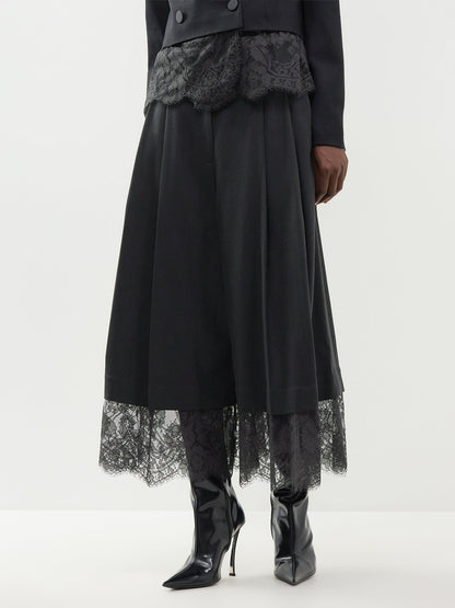 Wool Valiant Lace Culottes - Black