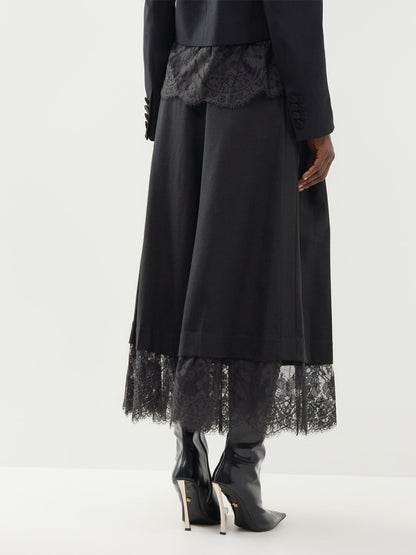 Wool Valiant Lace Culottes - Black