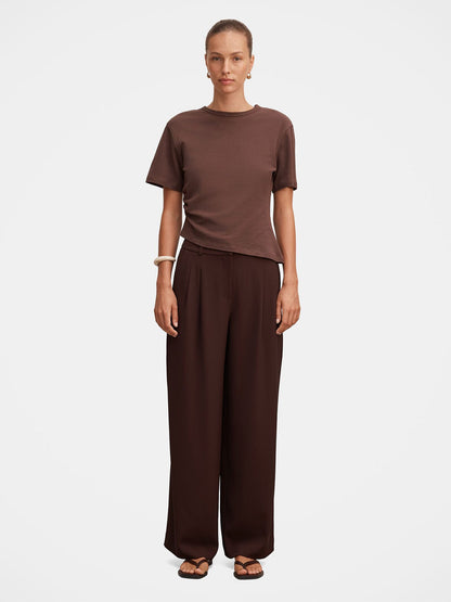 Dani Straight Leg Tailored Trousers Brown