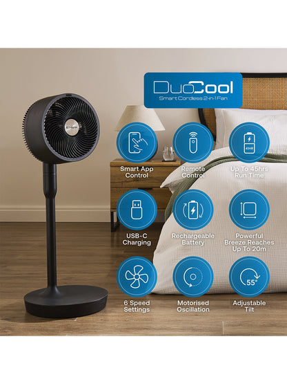 DUOCOOL Smart WiFi Cordless 2-in-1 Fan Grey