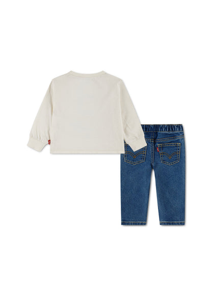 Baby Levi's Long Sleeve Top And Denim Trouser Set