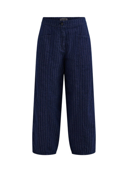 Cotton Herringbone Barrel Leg Trousers