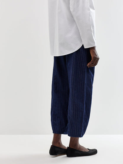 Cotton Herringbone Barrel Leg Trousers