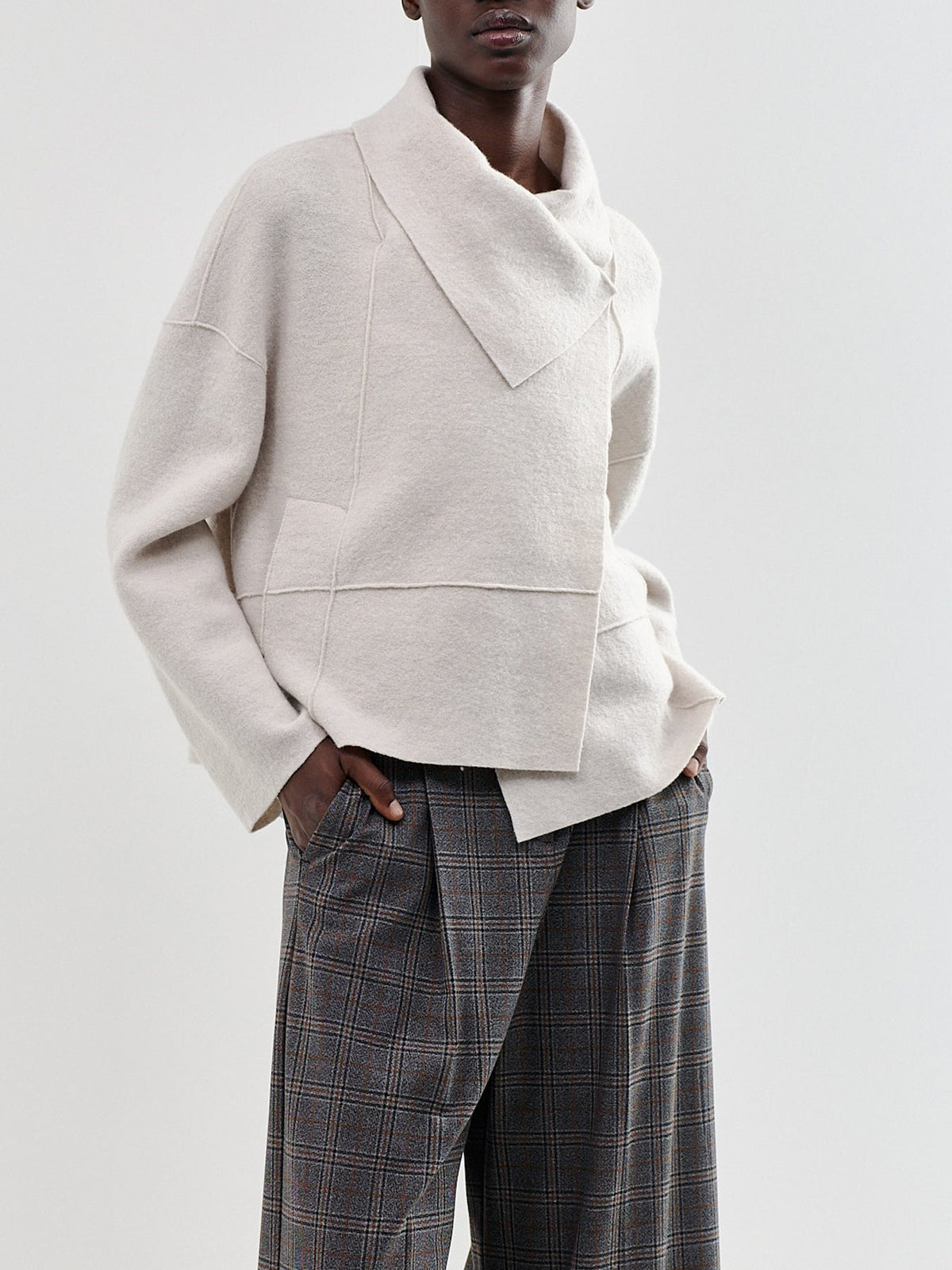 Virgin Wool Cropped Boiled Wool Jacket
