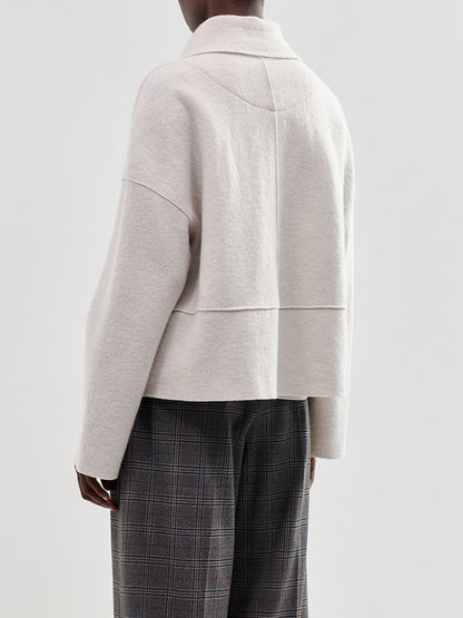 Virgin Wool Cropped Boiled Wool Jacket