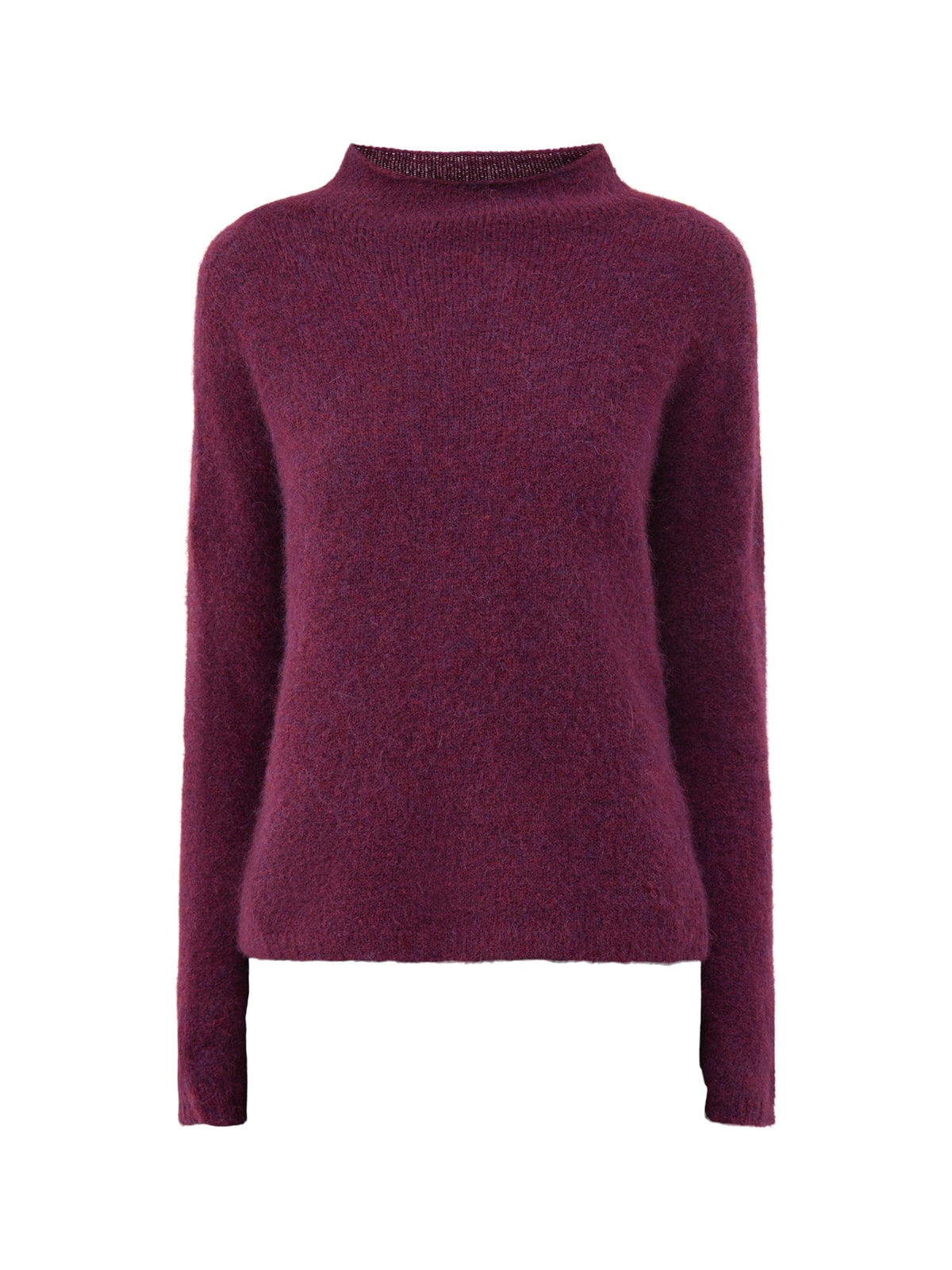 Alpaca & Virgin Wool High Neck Jumper - Amethyst