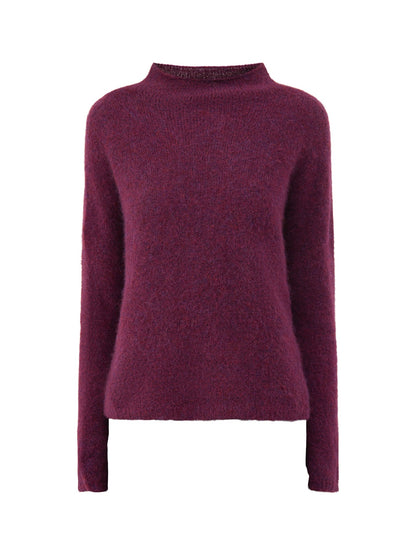 Alpaca & Virgin Wool High Neck Jumper - Amethyst