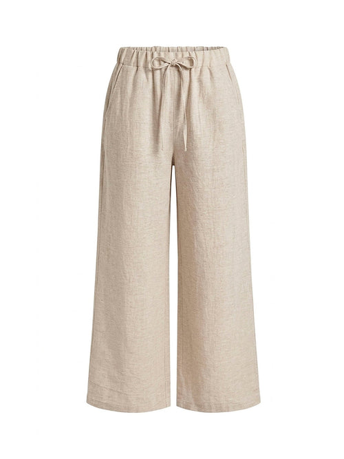 Linen Blend Pull-On Trousers Beige