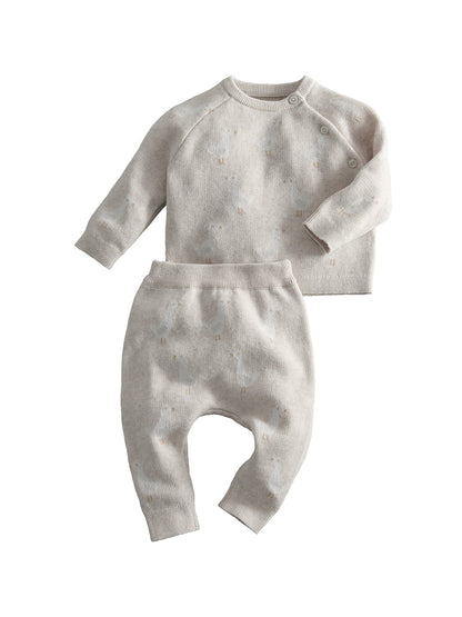 Baby Duck Knitted Two Piece Set Beige