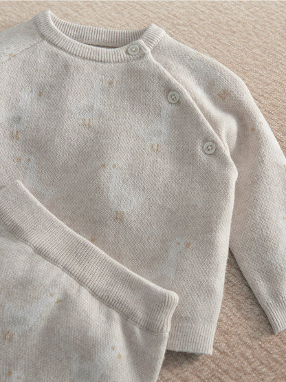 Baby Duck Knitted Two Piece Set Beige