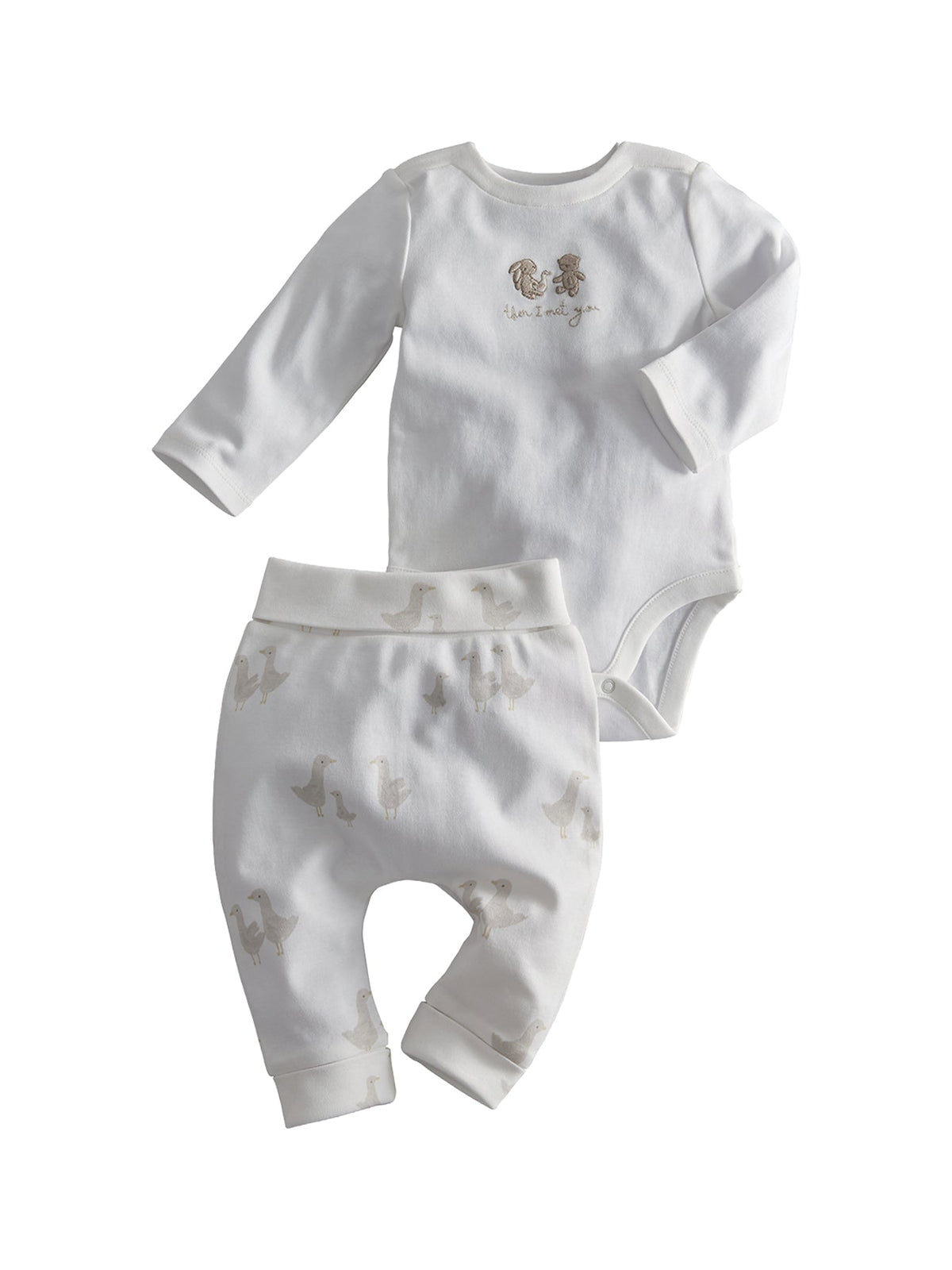 Baby Bear Print Two Piece Set White