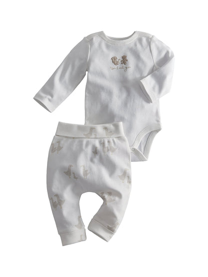 Baby Bear Print Two Piece Set White