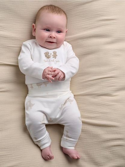 Baby Bear Print Two Piece Set White
